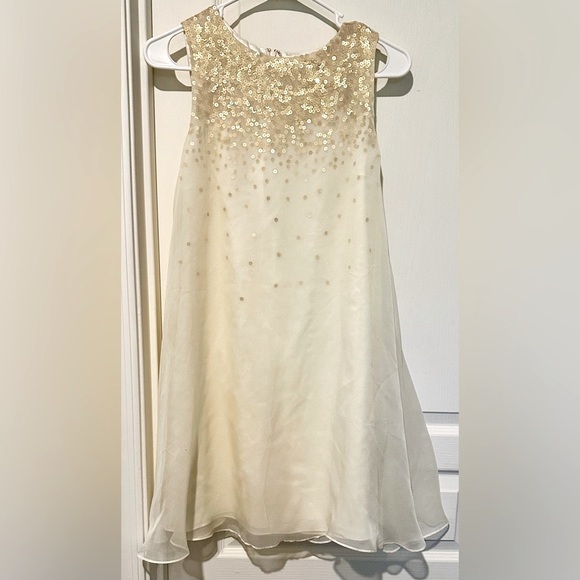 Ted Baker London Just For You Hasse Chiffon Over Gold Sequined A-line Mini Dress - Picture 2 of 9